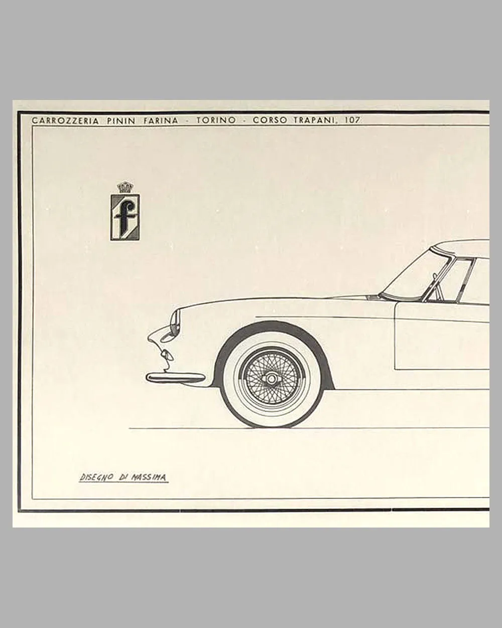 1960 Ferrari Superamerica Cabriolet China Ink Original Drawing by the Pininfarina Studio