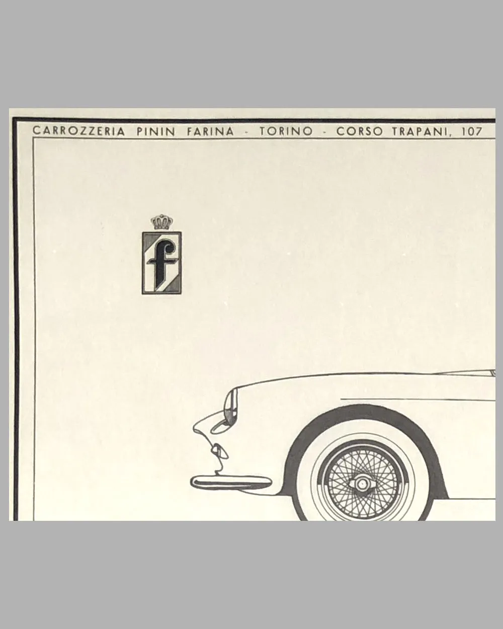 1960 Ferrari Superamerica Cabriolet China Ink Original Drawing by the Pininfarina Studio