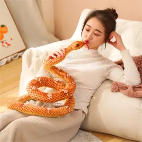 1pc 200cm Giant Snakes Plush Toy Simulation Long Golden Python Stuffed Snake Plushie Pillow Children Boys Gift Home Decoration