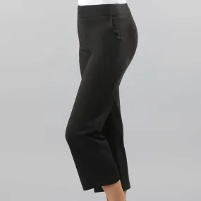 24" Crop Straight Leg Pant w/ Pockets - Black