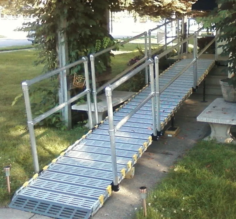 26" Wide Modular Ramp System with Straight End Handrails