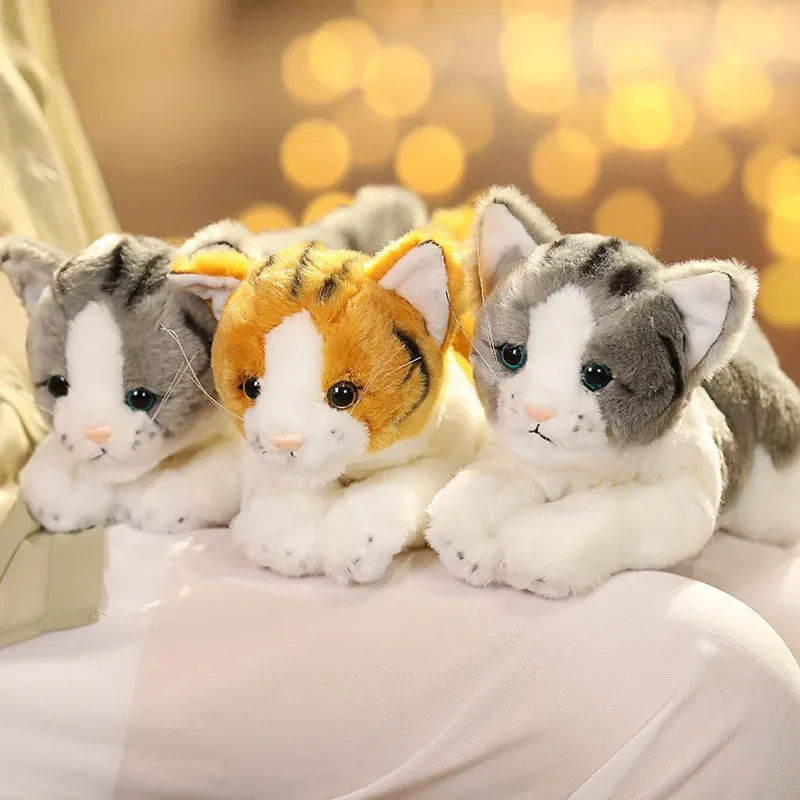 32cm Cartoon Anime Appease Dolls Kawaii Real life Doll Yellow&Grey Simulation Cat Plush Toy Birthday Gifts for Children Baby