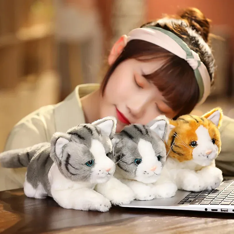 32cm Cartoon Anime Appease Dolls Kawaii Real life Doll Yellow&Grey Simulation Cat Plush Toy Birthday Gifts for Children Baby