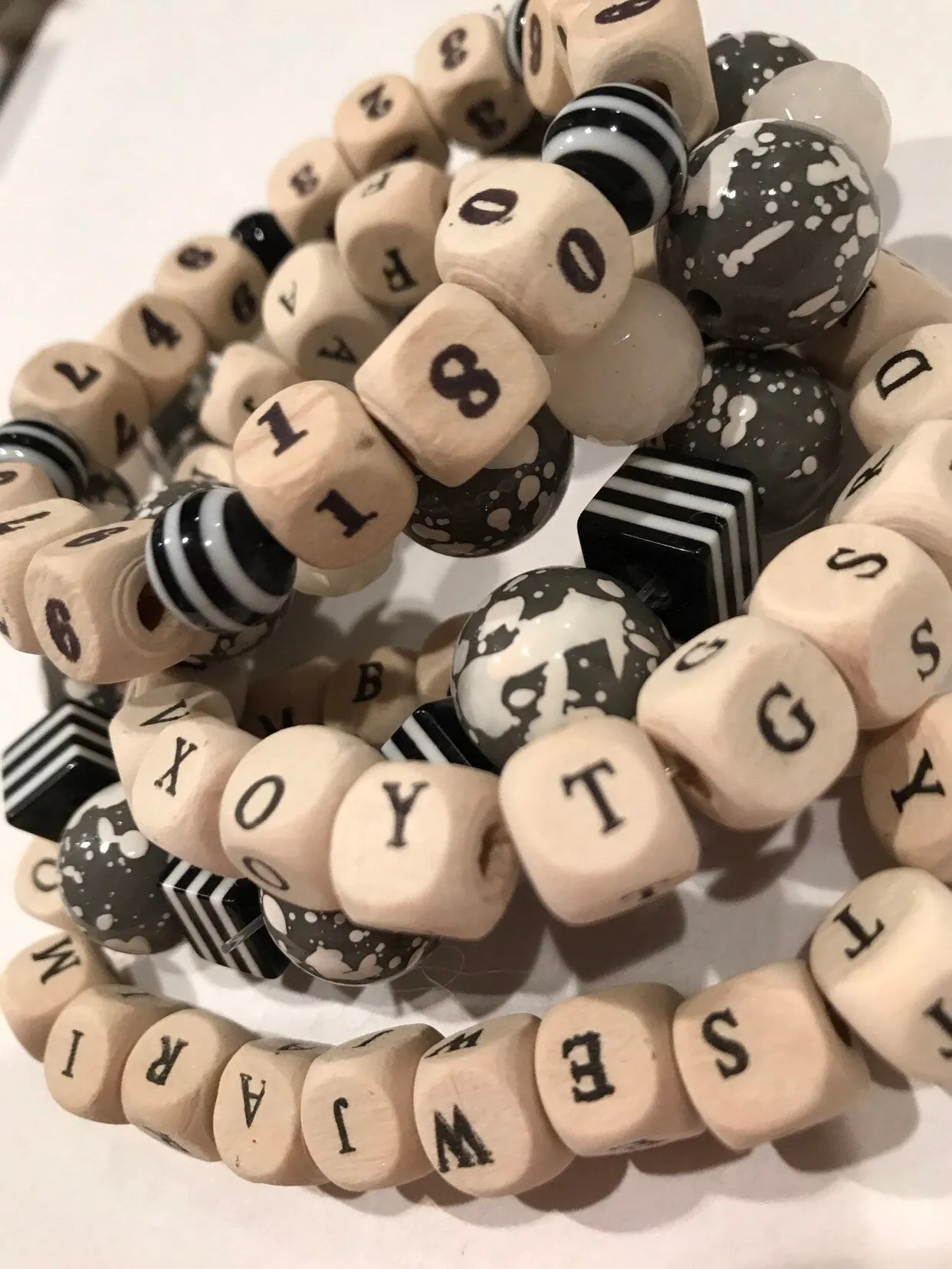 5-Piece Numbers   Letters Stretch Bracelet Set