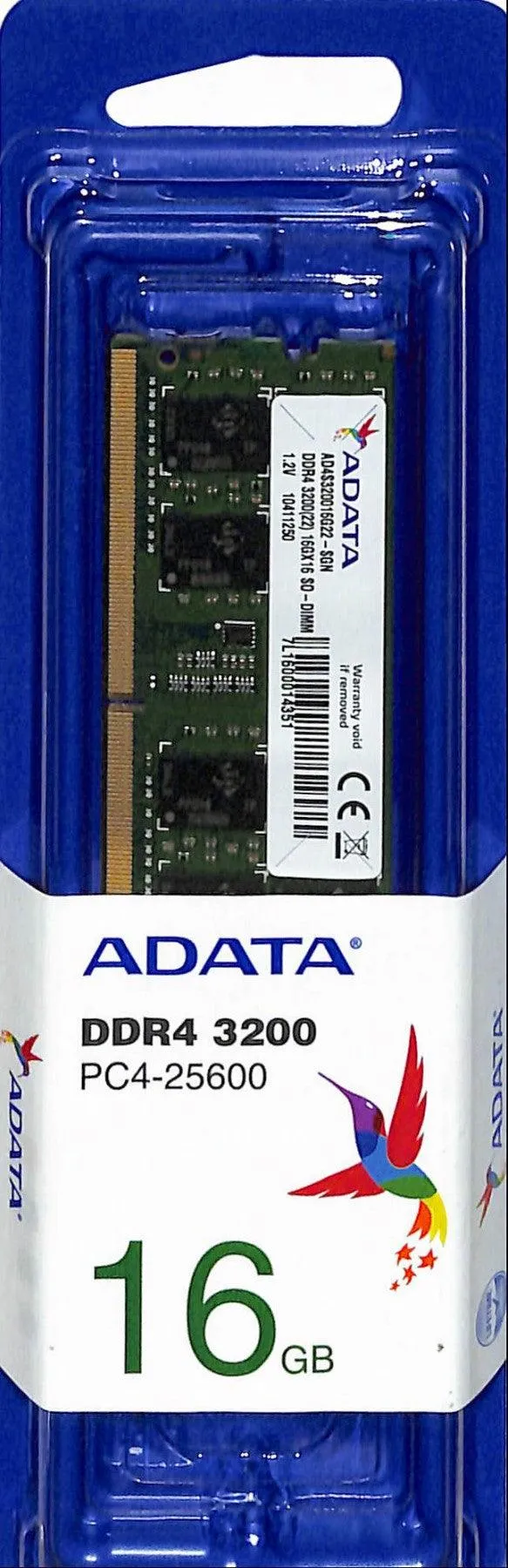 Adata 16GB DDR4 3200MHZ PC4-25600 SO-DIMM Memory AD4S320016G22-SGN