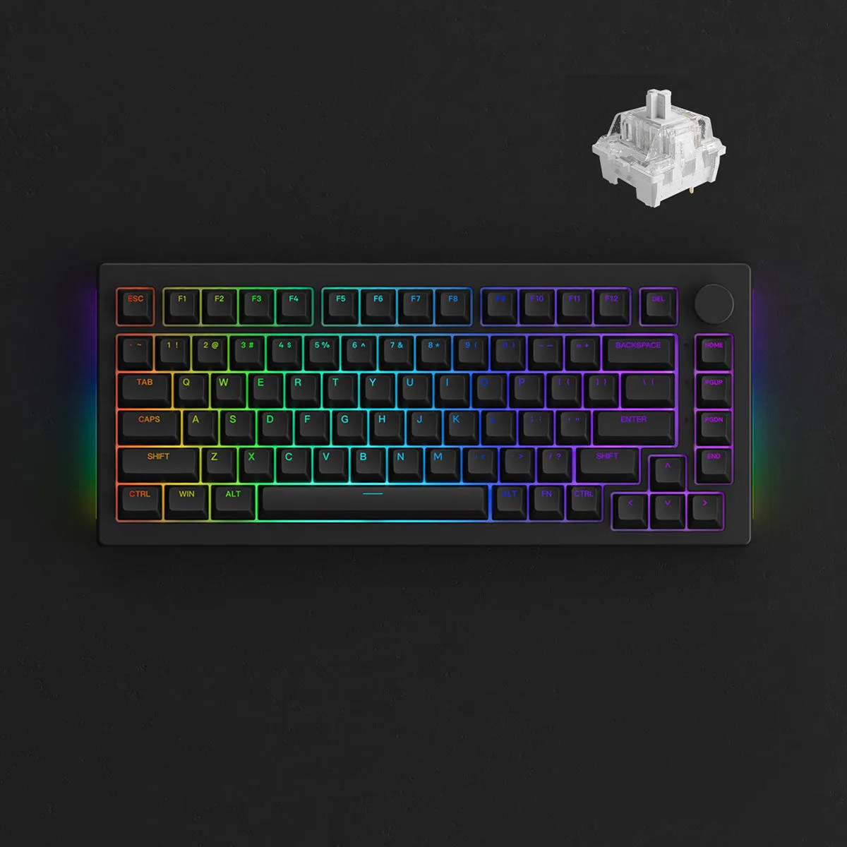 Akko 5075S Shine-Through RGB Hot-Swappable Mechanical Keyboard Black (Wine White)