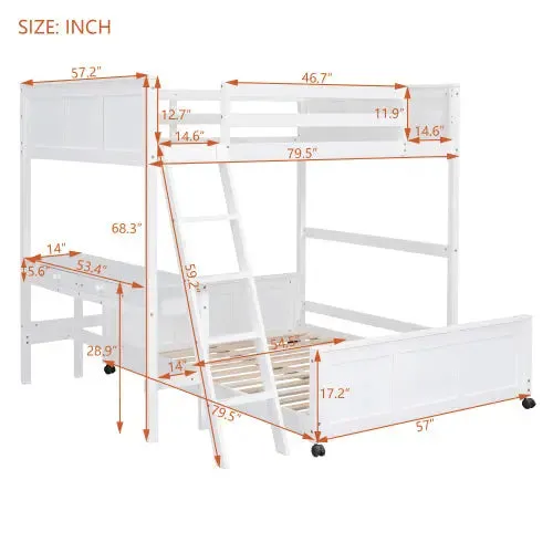 Bellemave® Bunk Bed with Desk