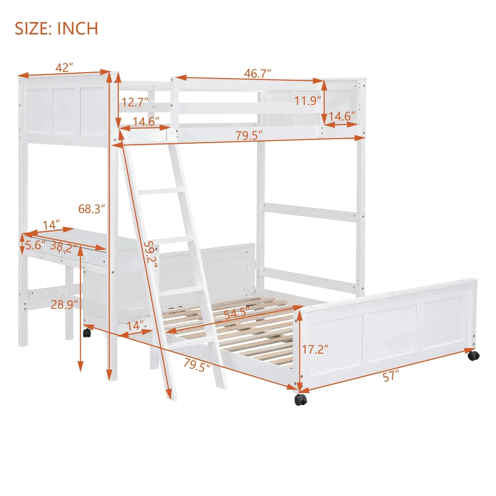 Bellemave® Bunk Bed with Desk