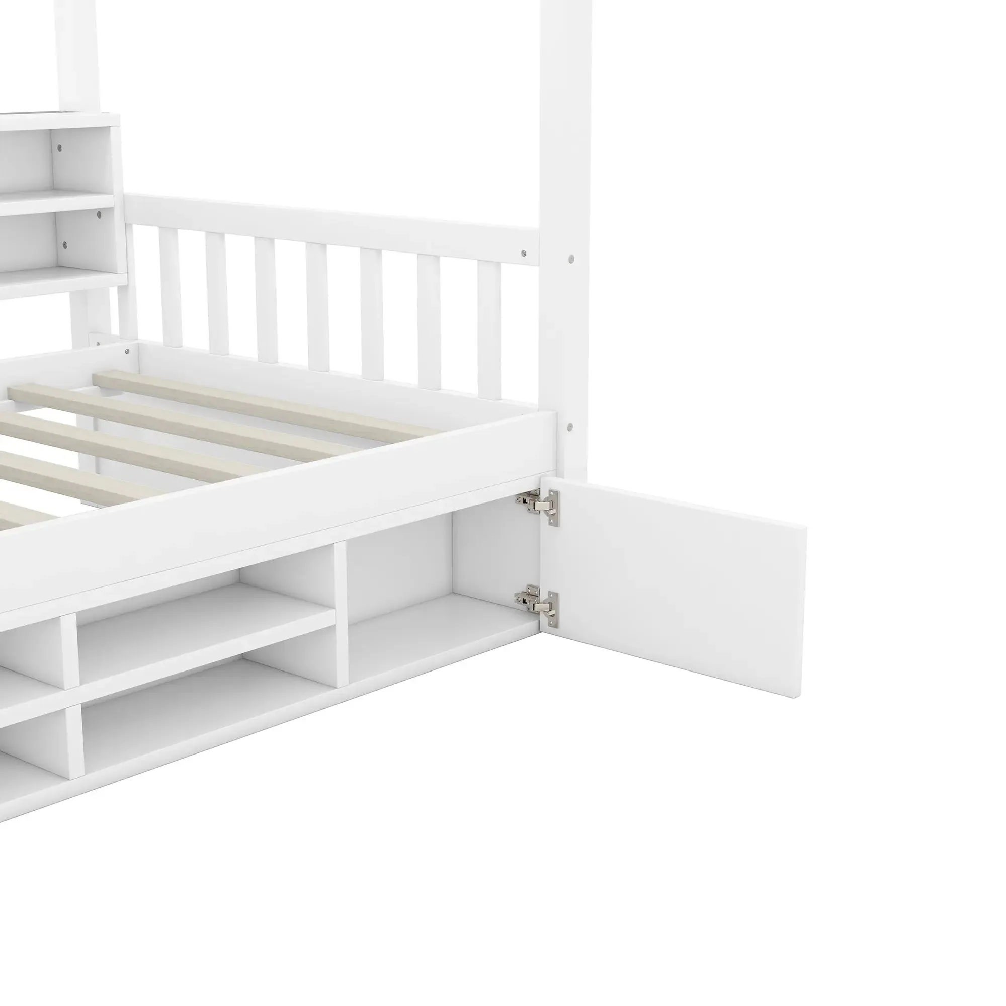 Bellemave® Wooden House Bed with Shelves and a Mini-cabinet