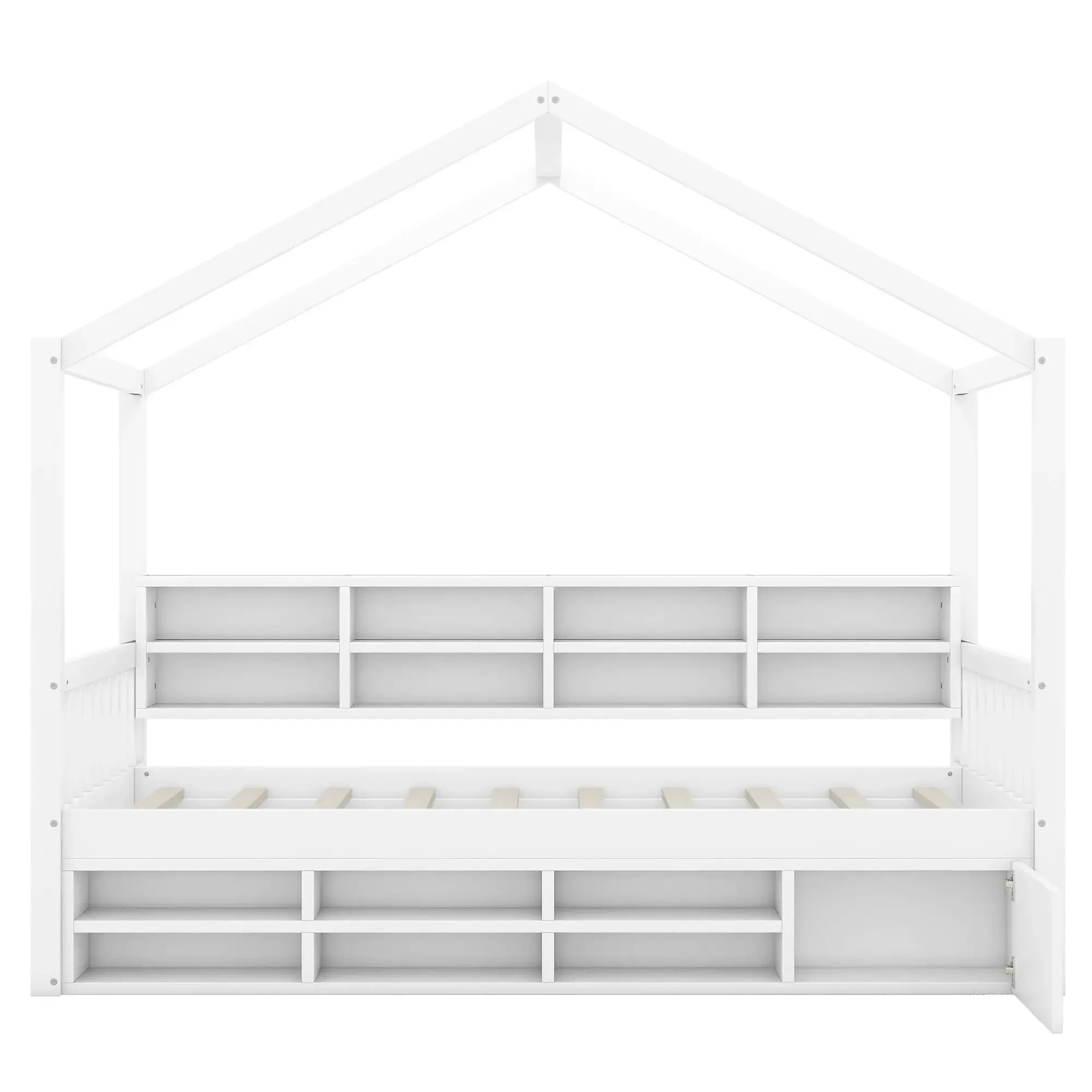 Bellemave® Wooden House Bed with Shelves and a Mini-cabinet