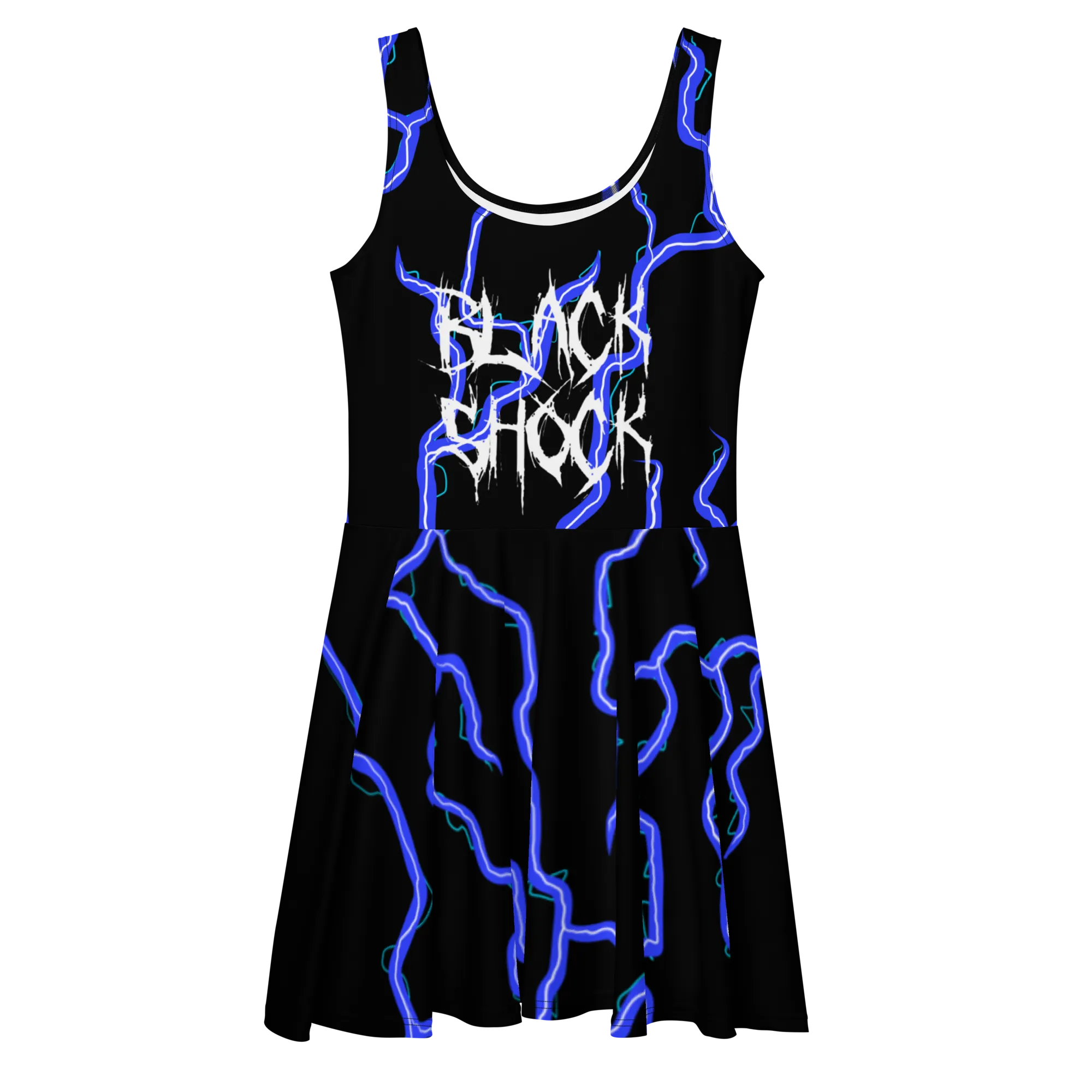 Black Shock Electric Skater Dress