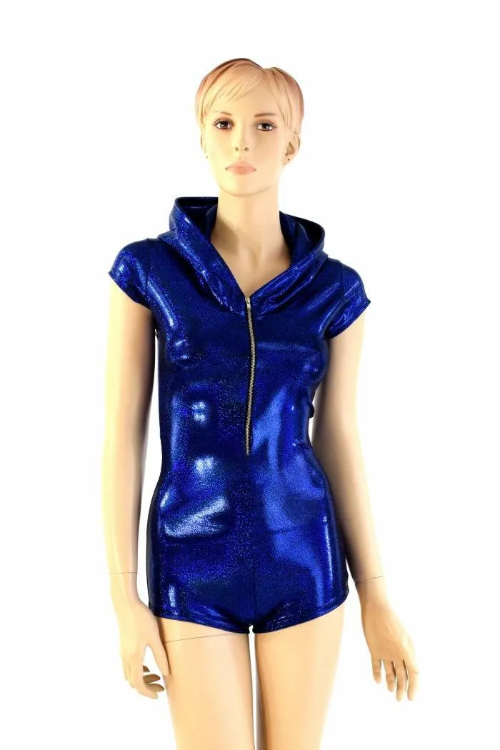 Blue Hedgehog Zipper Front Romper