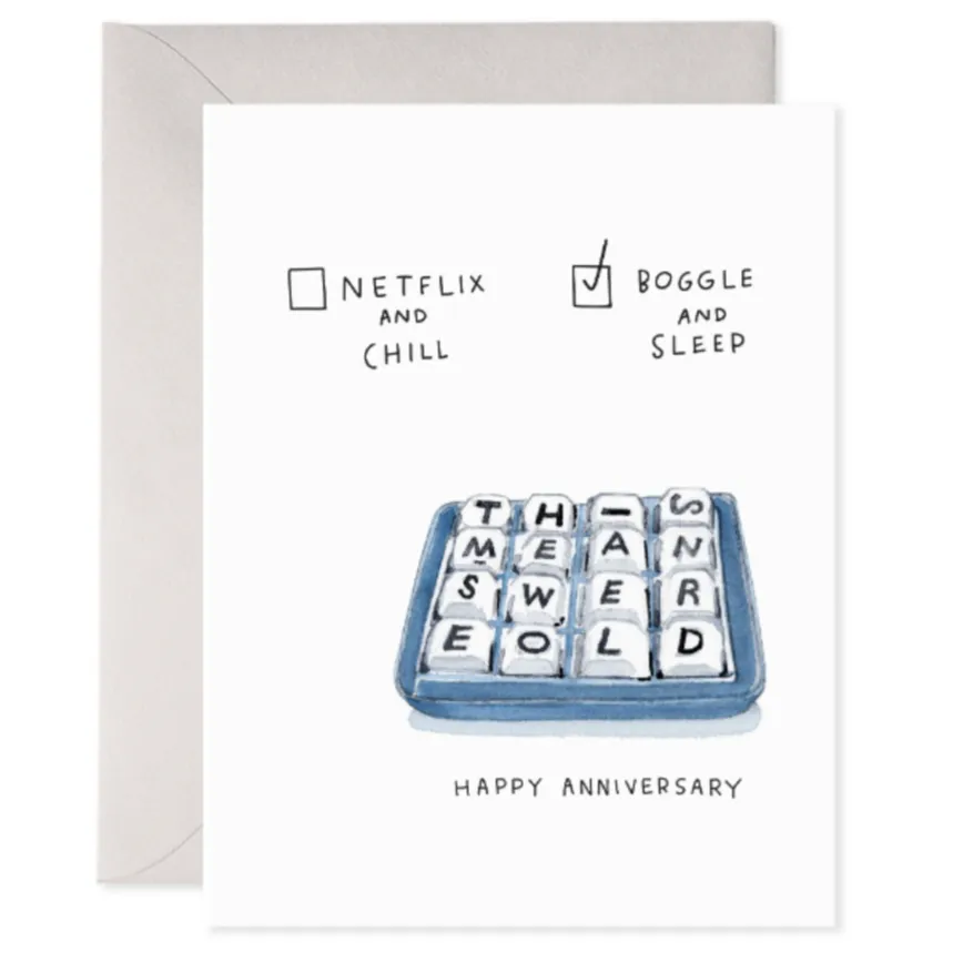 Boggle Happy Anniversary Card by E. Frances Paper