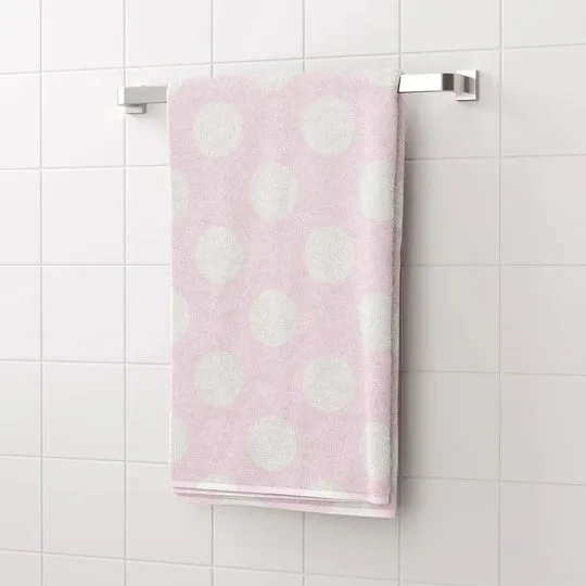 Bubba Blue Polka Dots Velour Bath Towel - Pink