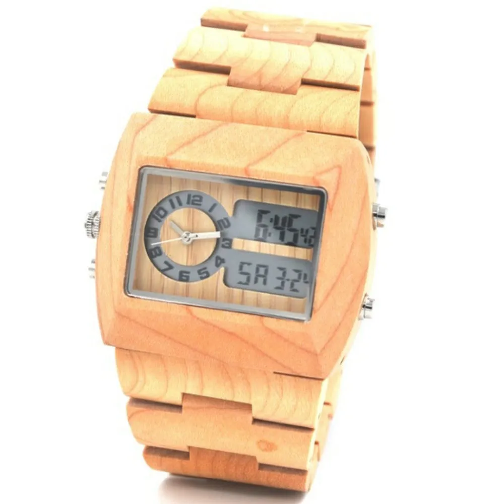 Digital Luminous Wood Wristwatch