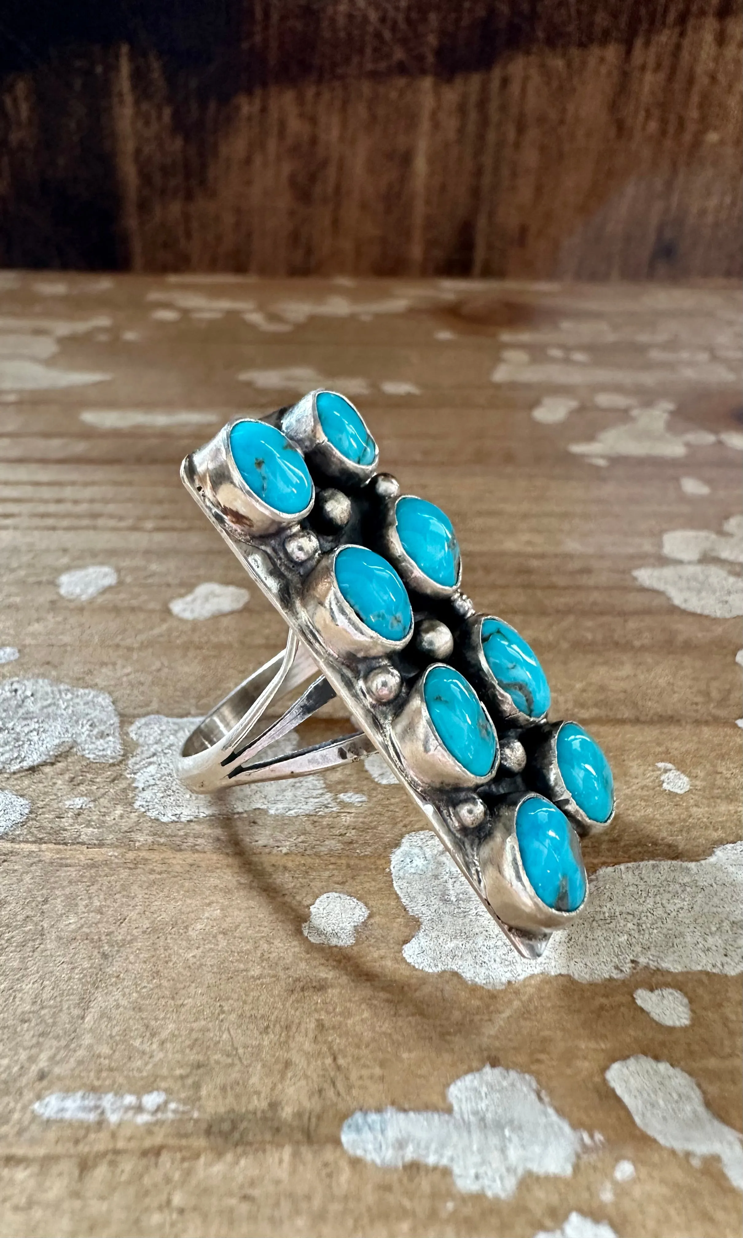 DOUBLE ROW TURQUOISE Sterling Silver Ring • Size 7 & 10