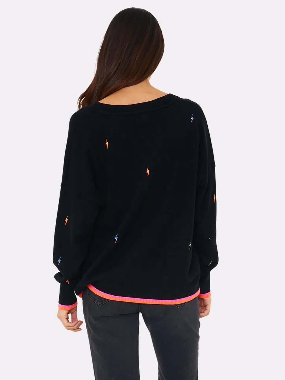 Electric Embroidered V-Neck Jumper