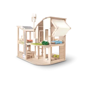 Green Dollhouse With Furniture