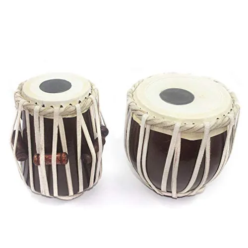 India Meets India Handicraft Miniature Musical Instrumental Set - Clarinet 8.5" and Tabla Drum 7" [Mango Wood - BROWN & YELLOW] - for 5-6 yrs Kids/Home Décor-Best Gift Made By Awarded Indian Artisan