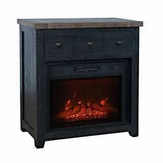 Loft Vintage Black  Electric Fireplace & Media Console -32"