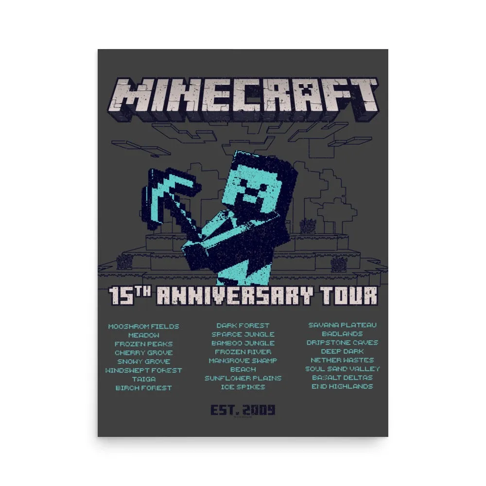 Minecraft 15th Anniversary Vintage Tour Poster