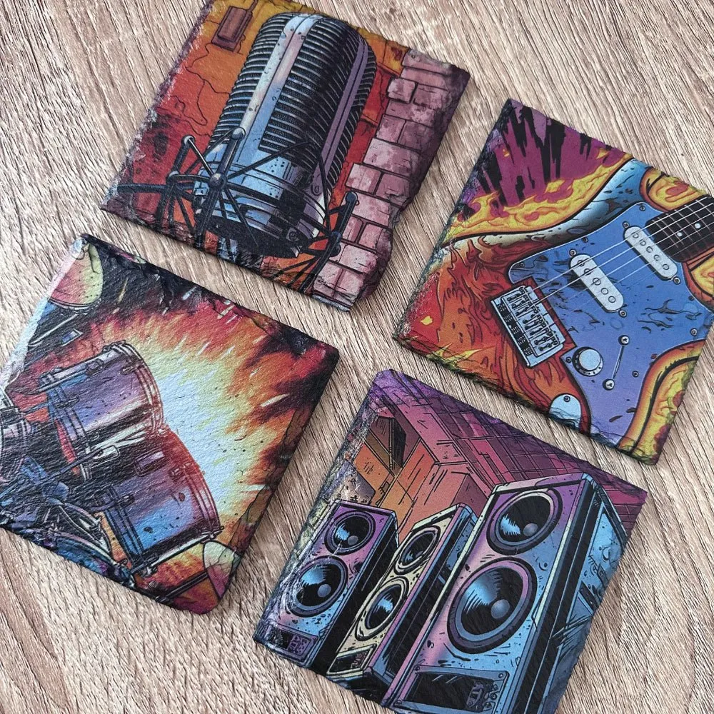 Musical Instruments Slate Coasters - Electric Guitar