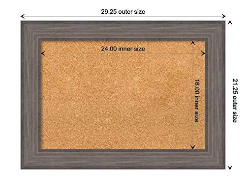 Natural Cork Board (29.12 x 21.12 in.), Country Barnwood Wood Frame - Bulletin Board, Organization Board, Pin Board - Medium