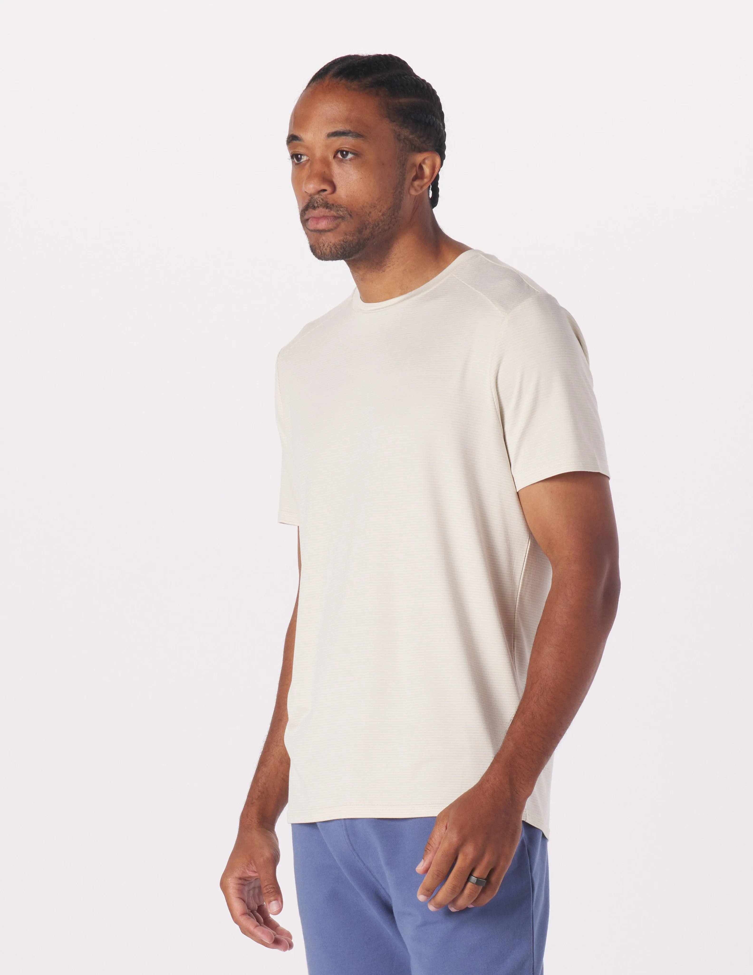 Salton Short Sleeve: Oatmilk/White Stripe