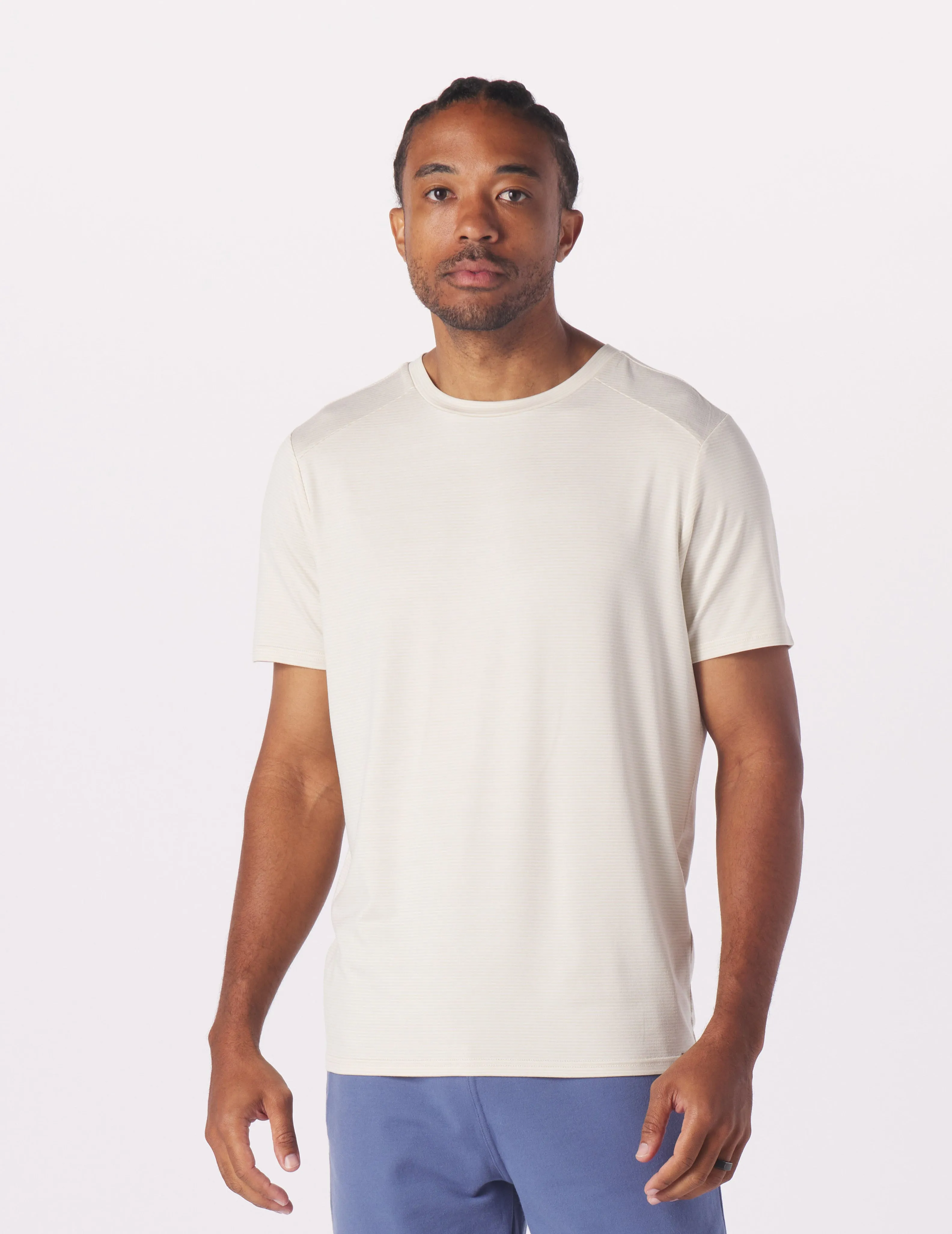 Salton Short Sleeve: Oatmilk/White Stripe