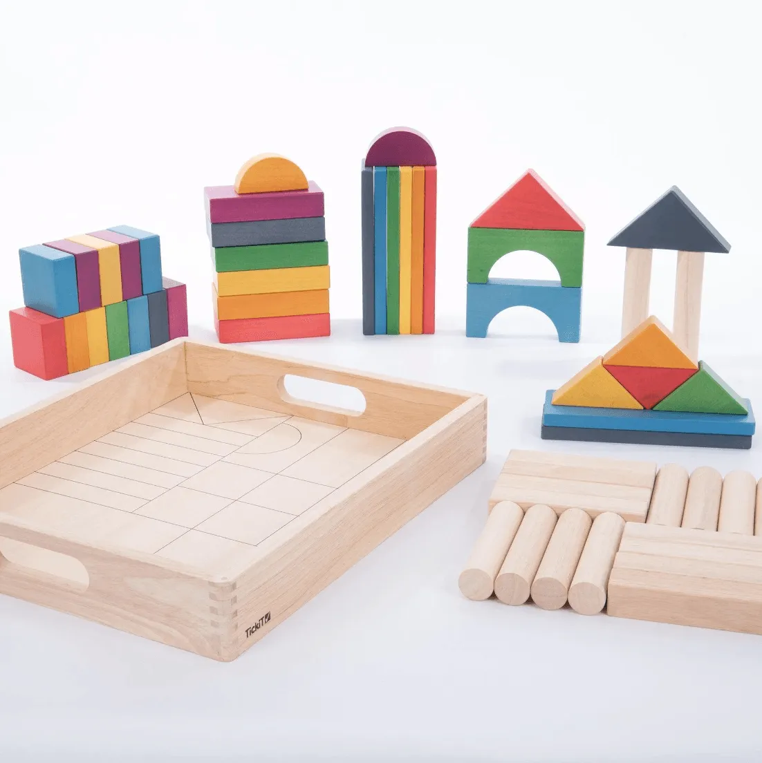 TickiT Rainbow Wooden Jumbo Block Set