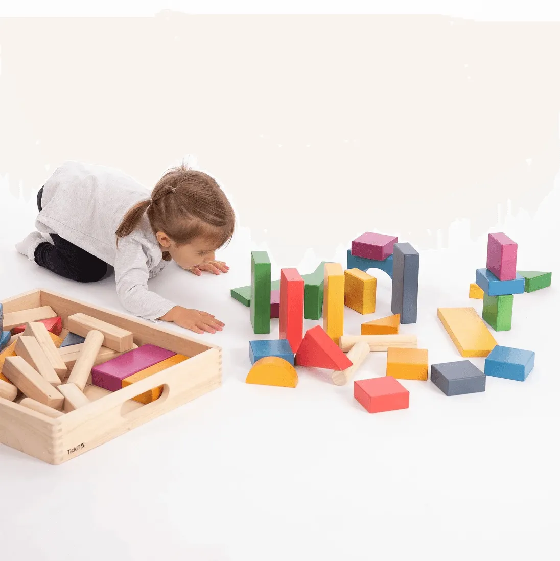 TickiT Rainbow Wooden Jumbo Block Set