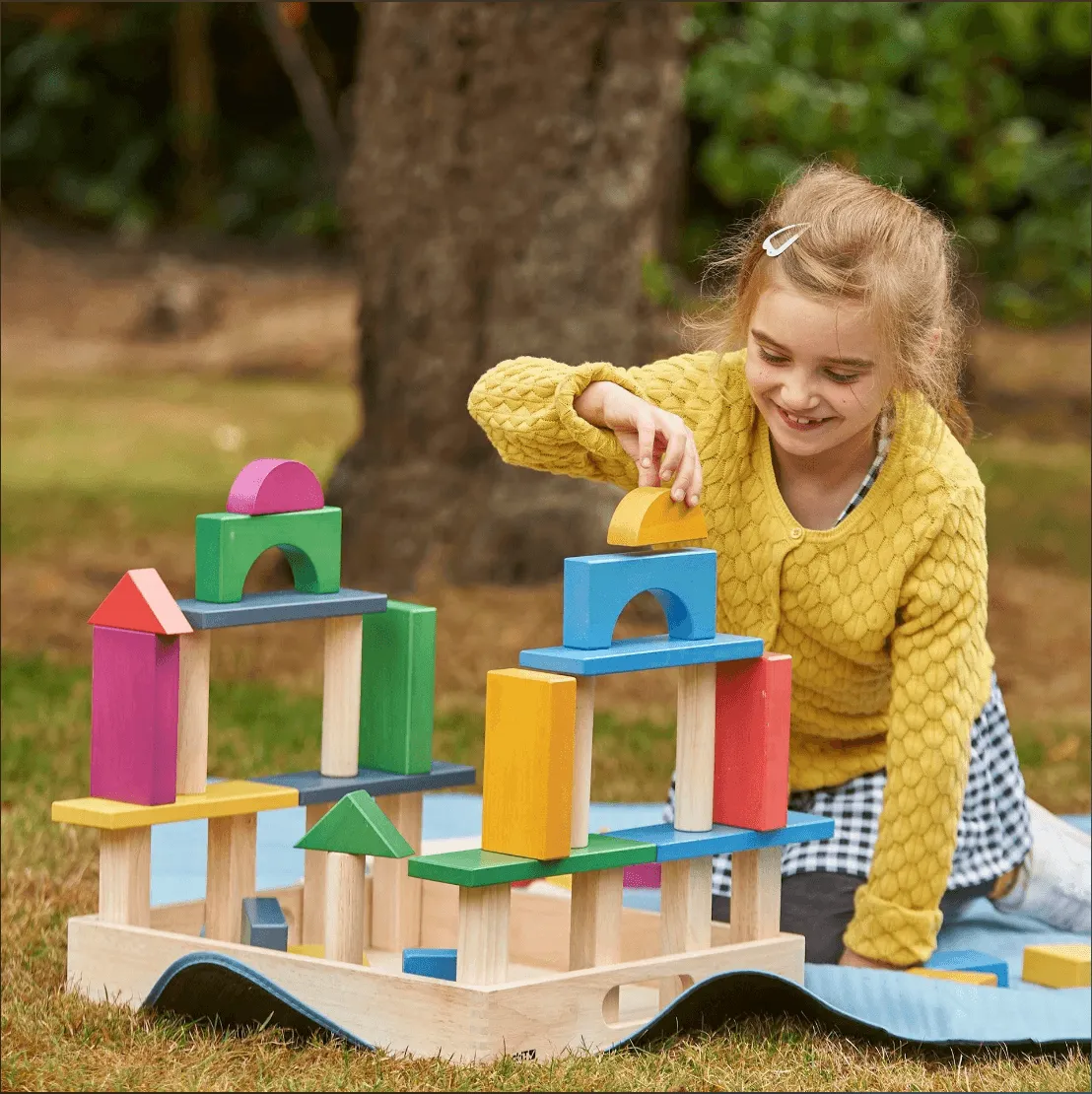 TickiT Rainbow Wooden Jumbo Block Set