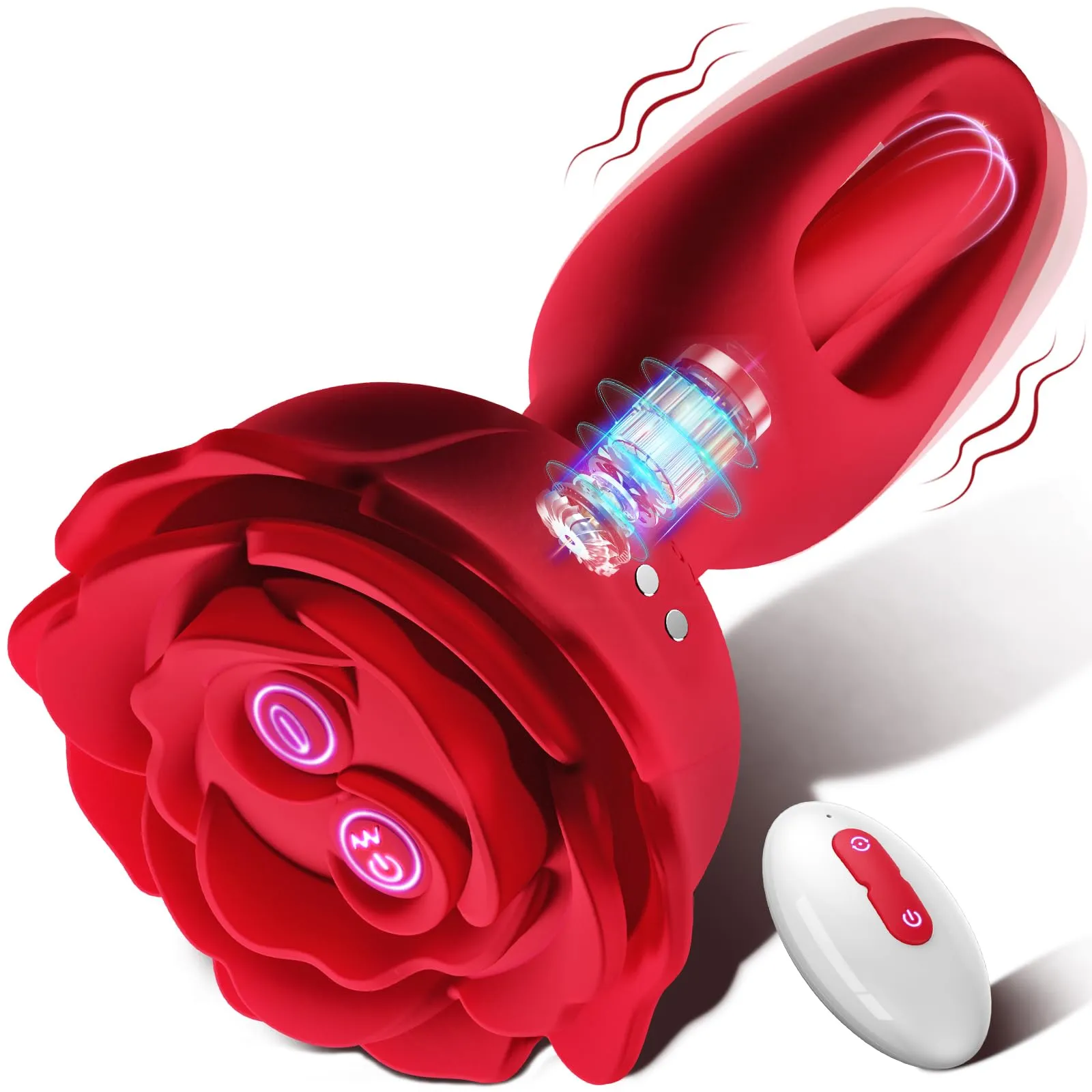 Vibrating Anal Plug Sex Toys,SENSIVO Rose Butt Plug Anal Toys with 9 Vibration & Flapping Modes Remote Control Vibrator Adult Sex Toy,Sex Toys for Couples