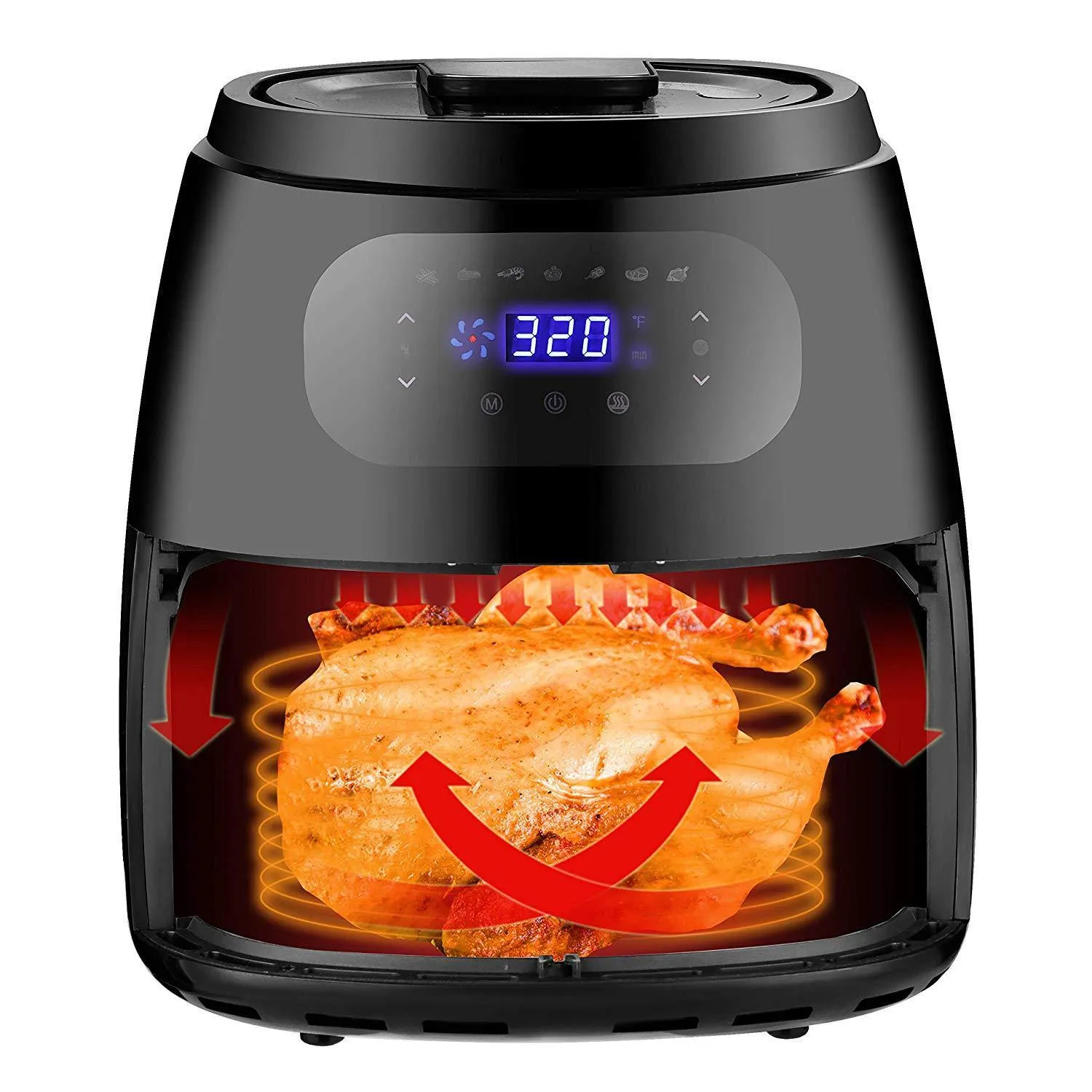 ZENY™ Air Fryer w/Digital Screen, XXL 7.6QT Large,8-15 Modes,1700W w/Auto Off Function &Recipe